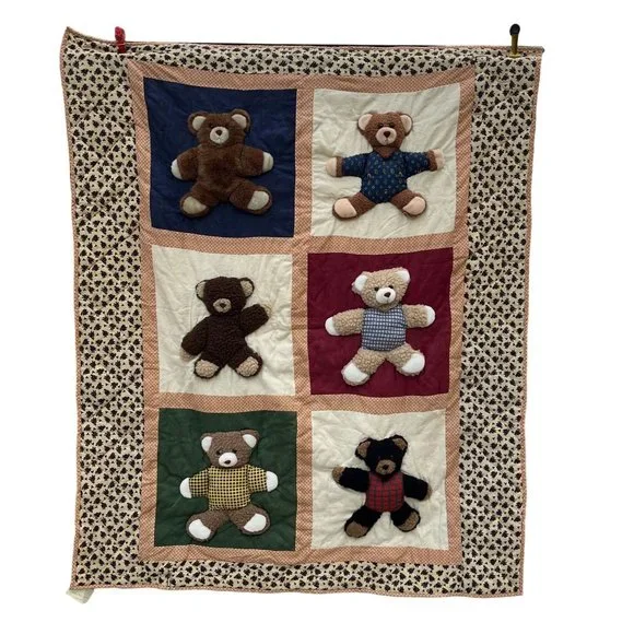 Teddy Bear Wall Art Nursery Décor 3 D Dimensional Art Quilted Hanging 48x58