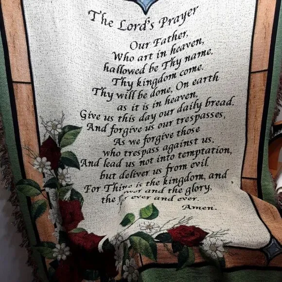 Stain glass Our Father Prayer Throw 60 X 60