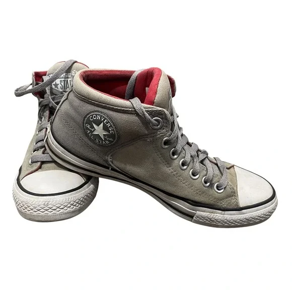 Converse Chuck Taylor All Star High Street Mid Grey Red Mens Sneakers 147664C