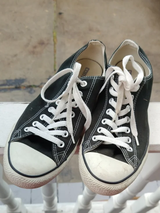 Converse Black Canvas Low-Top Sneakers with White Laces