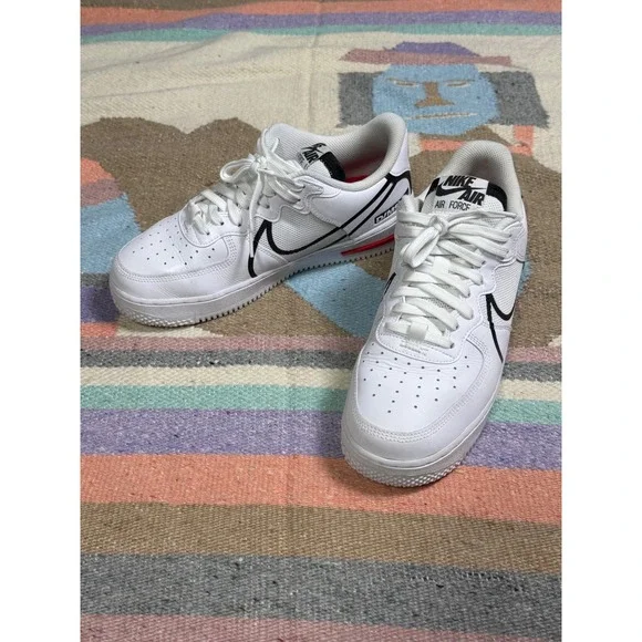 Nike Air Force 1 React Men's Shoes White Black Red DJ5159100 Size 9