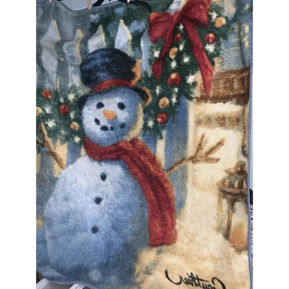 Gauthier Christmas Blanket SNOWMAN Soft Plush Fleece Throw Red‎ Blue 50