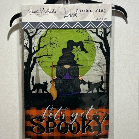 Jan Michaels‎ Lux Halloween Garden Flag - Black, Green, and Orange