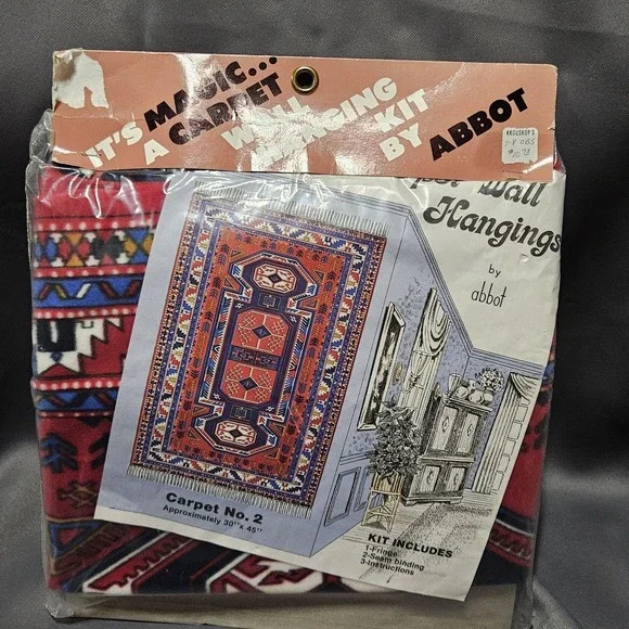 Vintage NOS‎ Abbot IT'S MAGIC Carpet No 2 Wall Hanging Kit 30x45 Boho Tribal Rug