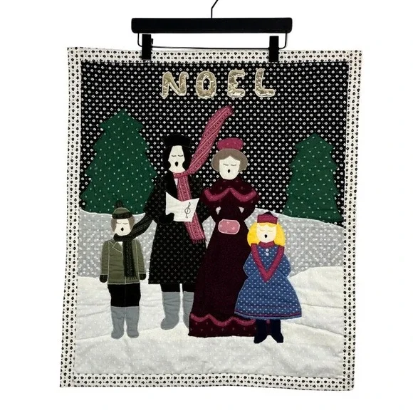 80s Handmade Quilted Christmas Wall Hanging 