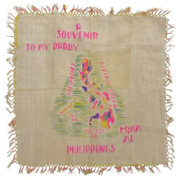 Vintage World‎ War II 1940s Handmade Souvenir Sweetheart Tapestry Philippines