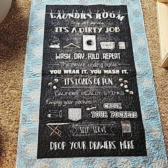 Quilted laundry sign- hand and machine quilted