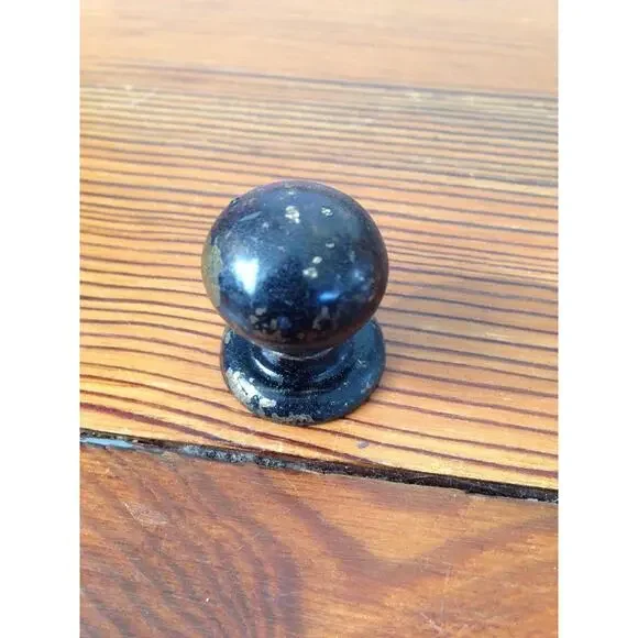 Antique Vtg Black Painted Brass Round Solid Metal Knob Drawer Cabinet Pull 2cm