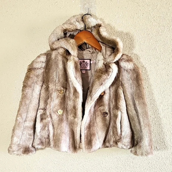 Juicy Couture Faux Rabbit Hooded Jacket.
