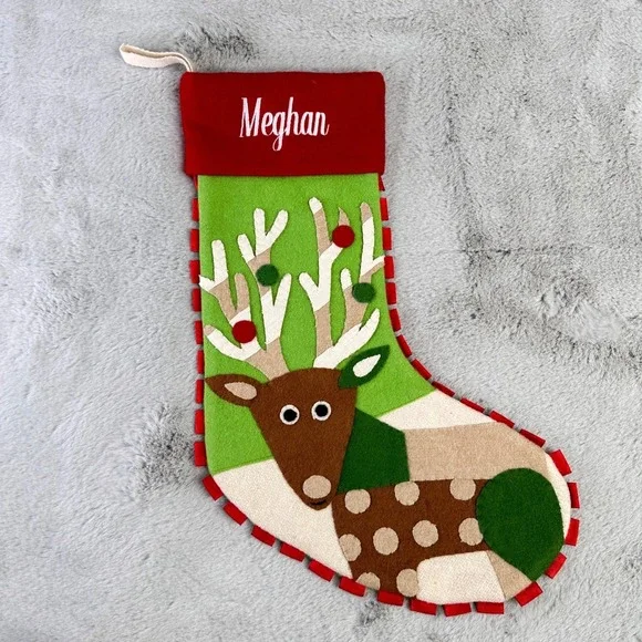 The Company Store Holiday Wool Felt Stocking Personalized Meghan Embroidered