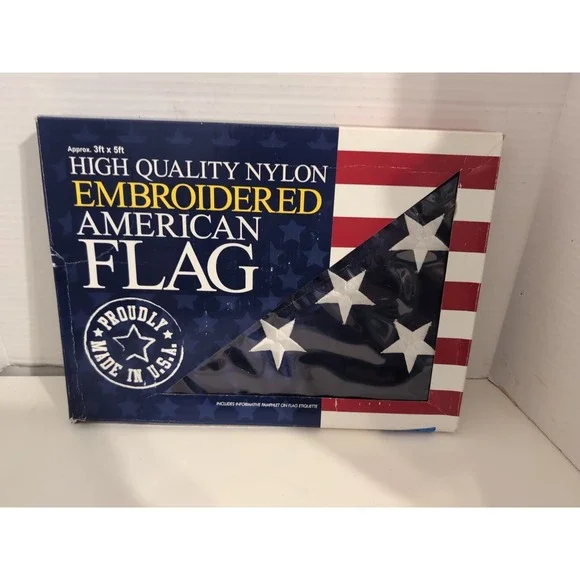 Vintage Gama 3 X 5 Feet USA Embroidered Nylon Stars American Flag USA‎ Made
