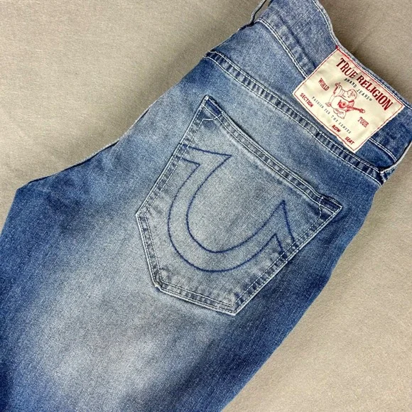 True Religion Geno Jeans Mens 32 (34x31) Blue Relaxed Slim Fit Medium Wash Denim