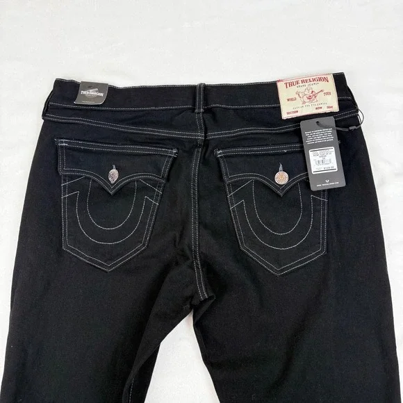 True Religion Ricky Flap SN Black Jeans Mens 34x30 (Fit 36x29) Straight Leg NEW