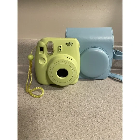 Instax Mini 8 Green Camera With Blue Carrying Case READ