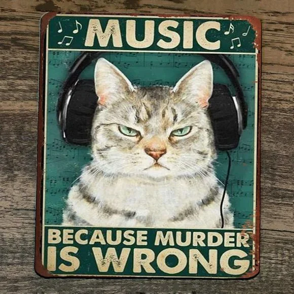 Mouse Pad Music Because Murder is Wrong Cat‎