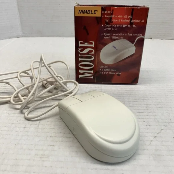 Nimble 1990s 3-Button Trackball Mouse - vintage Y2K Tech Computer hardware