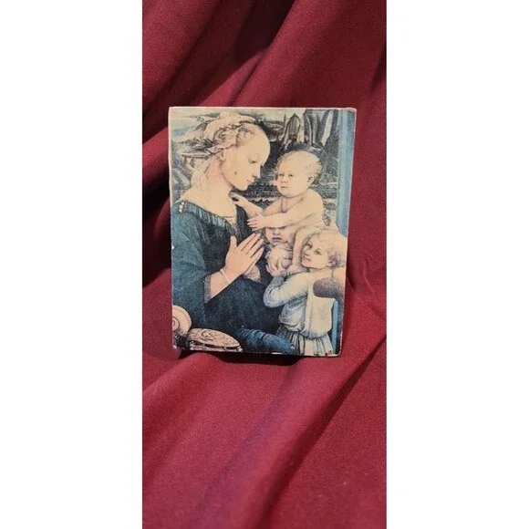 VTG Florentine Box Depiction of Madonna & Child by Filippo Lippi Lacquered Wood