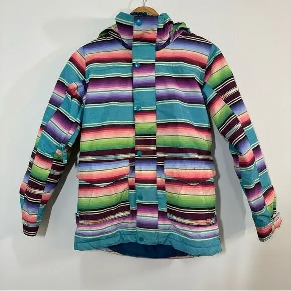 Burton Elstar Dry Ride Girl’s Medium Color Block Ski Snowboard Jacket Rainbow