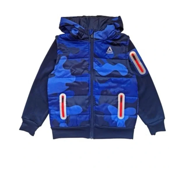 Reebok Blue Camouflage Jacket with Red Accents