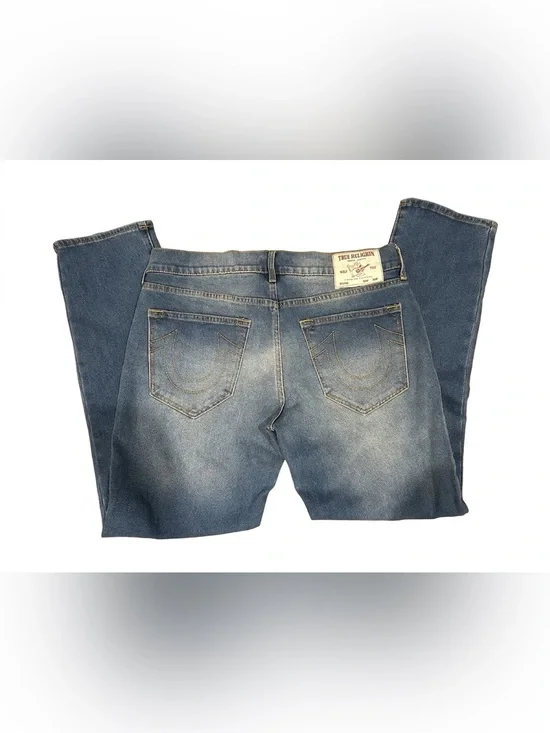 True Religion Geno Relaxed Slim Jeans Mens 33 Blue Denim Stretch Low Rise Y2K