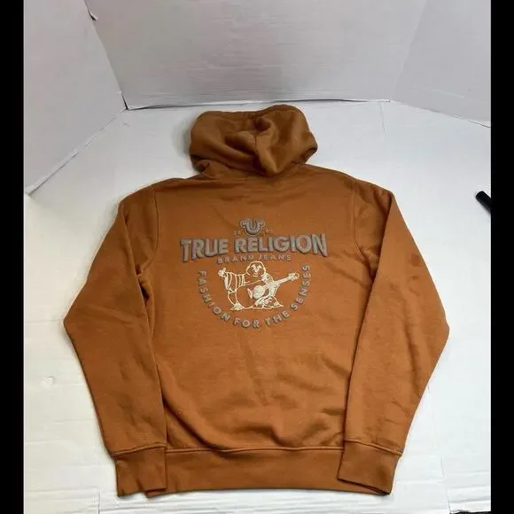 True Religion Core‎ Brown Zip Up Hoodie Sz Medium