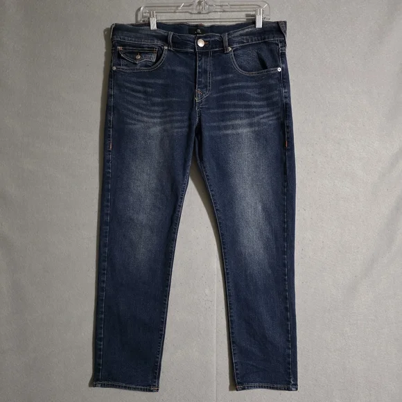 True Religion Mens Geno Relaxed Slim Denim Jeans Flap Pockets Size 34x29