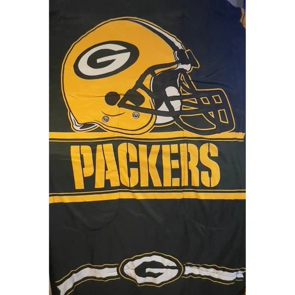 Green‎ Bay Packers Blanket Throw 57X44 Football Yellow Super Bowl Rogers Helmet