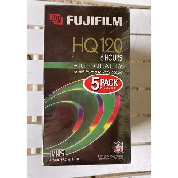 Fuji VHS High Quality HQ 120 6 Hours Blank Video Cassette Tapes 5 PACK SEALED