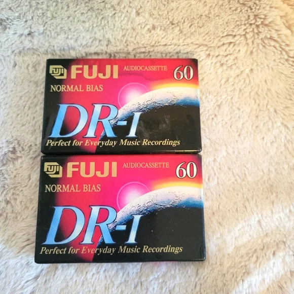 Lot of 2 New Fuji DR-I Extra Slim Case 60 Min Audio Cassette Tapes NEW Sealed