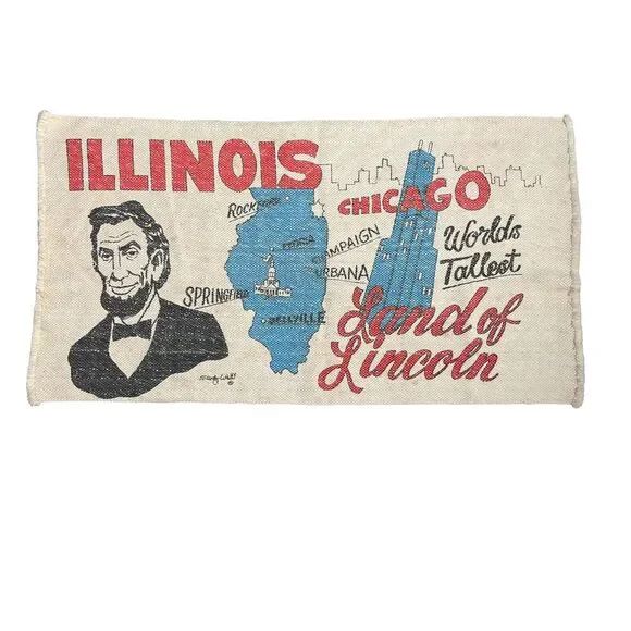 Illinois Burlap Canvas Tapestry Banner Table Square 42in‎ X 24in