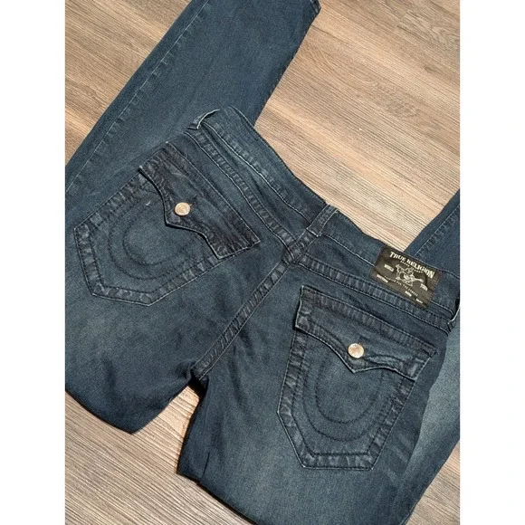 True Religion Geno Flap Big T Relaxed Slim Jeans Mens 32 Dark Wash Denim 102929