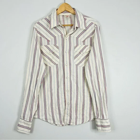 True Religion Lightweight Snap Button Striped Shirt Large