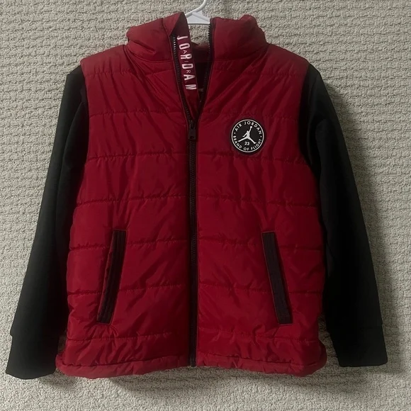 Jordan Kids Red and Black Puffer Jacket