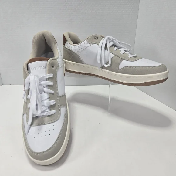 Levi's Drive Lo 2 White and Taupe Casual Sneakers Men's Size 12