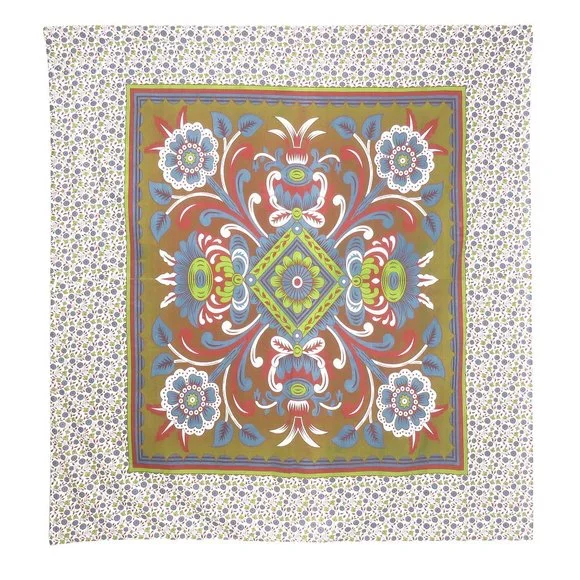 Oussum Olive Green Floral Print Ceiling Décor Cover Wall Art Decorative Tapestry