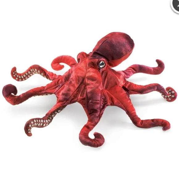 Folkmanis Red Plush Octopus hand puppet