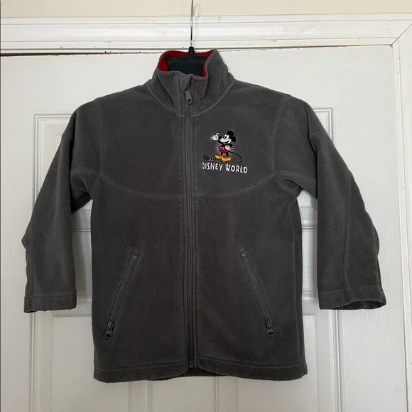 Disney World Kids Gray Fleece Zip Jacket Mickey “1971 The Original” Size S