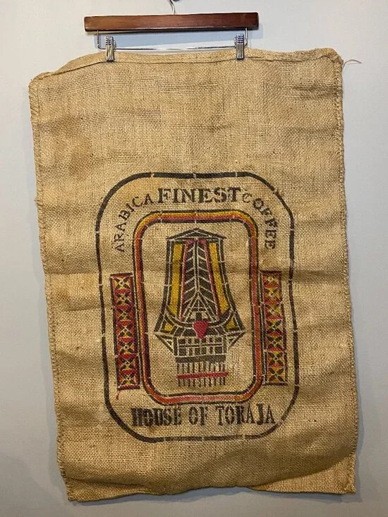 Royal Coffee Inc Sulawesi Toraja House of Toraja Burlap Coffee Sack / Rustic Dec