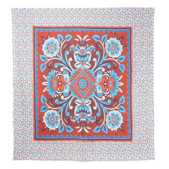 Oussum Cotton Red-Blue Floral Print Aesthetic Room Décor Wall Hanging Tapestry