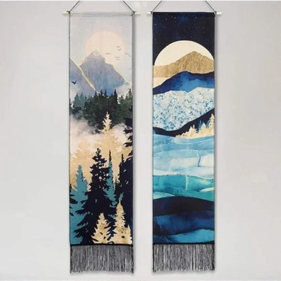 Retro Forest Mountain Vintage Retro Nature Pop Art Abstrct Dorm Tapestry Decor