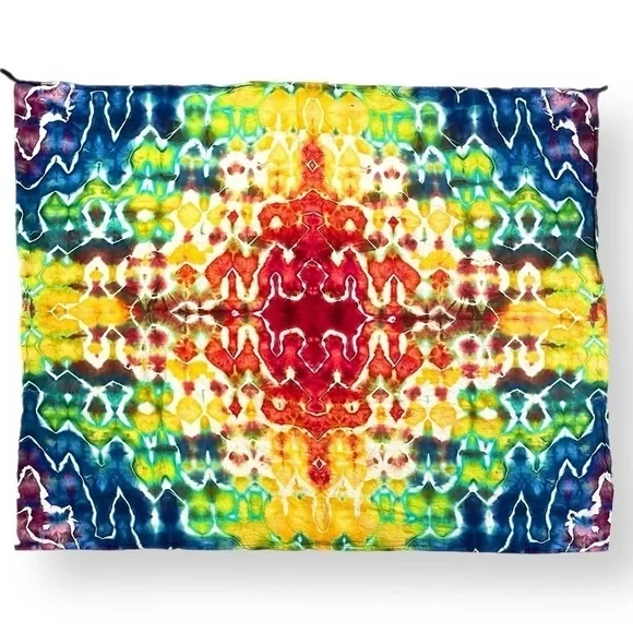 Hand tie dyed giant wall hanging tapestry in a 51x46