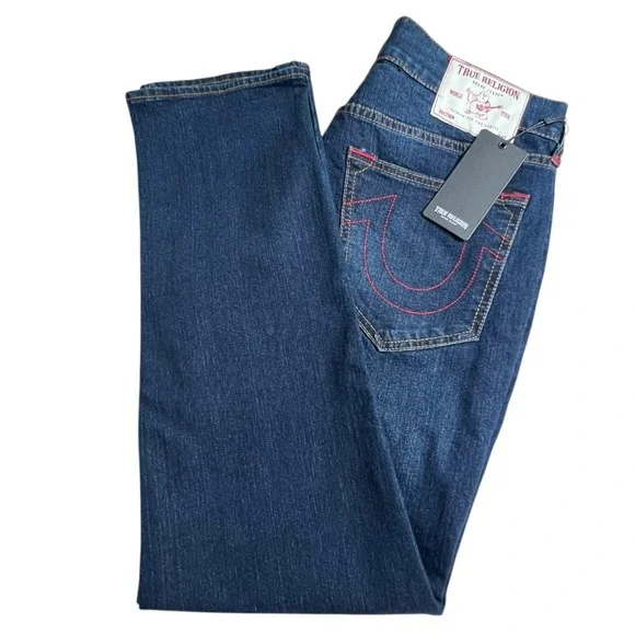 NEW True Religion Mens 32X32 Geno Relaxed Slim Dark Wash Jeans MSRP‎ $159