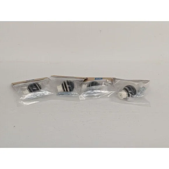 4 Pottery Barn Teen Clear Black Striped Rugby Knobs Drawers Cabinets NEW