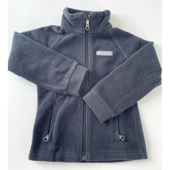 Black Columbia Zip Up Fleece Jacket Little Kid's Size XXS 4/5