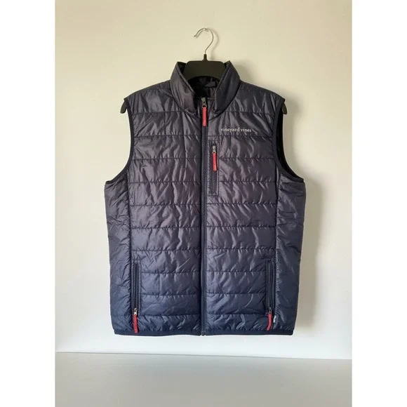 Vineyard Vines Navy Blue Puffer Vest Full Zip Quilted XL 18 3O1017 JR women's