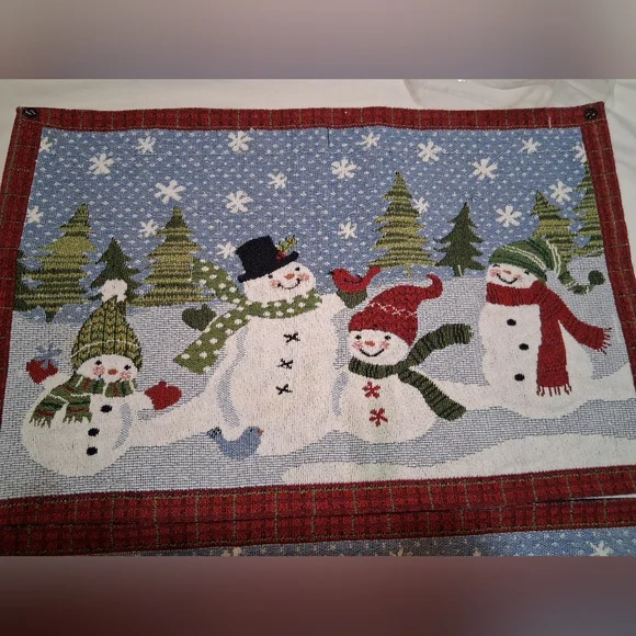 2 Festive Snowman Christmas Holiday Kitchen PlaceMats