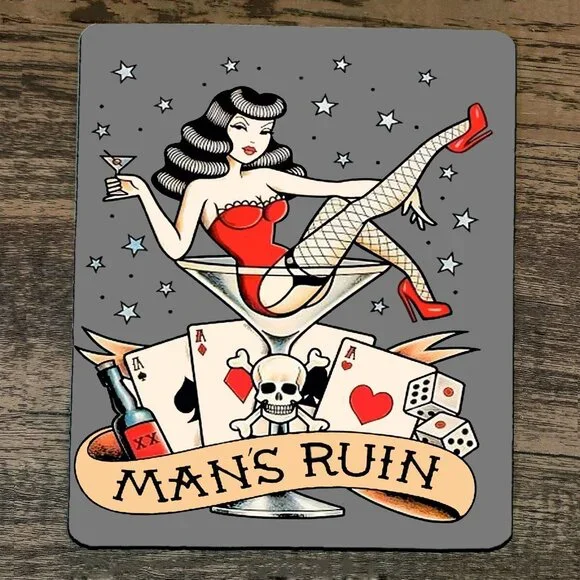 Mouse‎ Pad Mans Ruin Women Alcohol Gambling