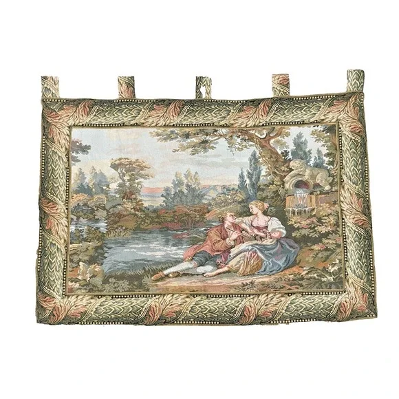Vintage Woven French Tapestry Medeival‎ Pictorial Romantic Home Tapestry 3x4 ft