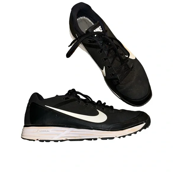 Nike Lunarlon Men's Black White Sneakers/Baseball 880262-010 Size 13 2016