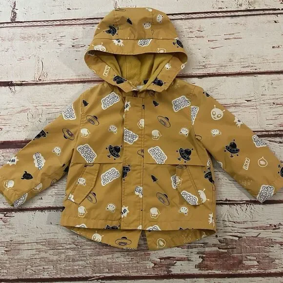 Balabala Toddler‎ Rain Coat Size 90/52 Yellow Alien Theme